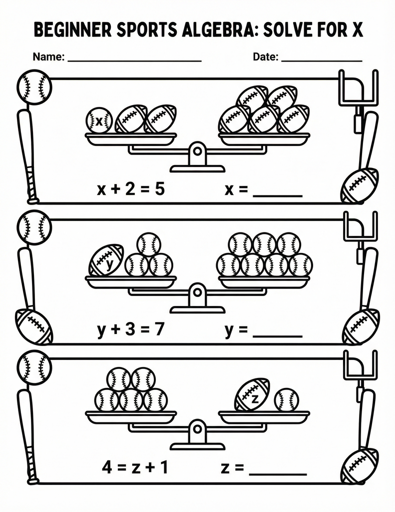 Algebra | Free Printable Worksheets | Funboxie