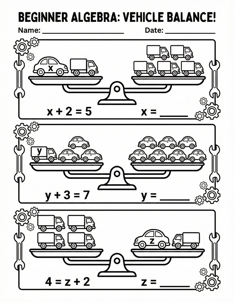 Algebra | Free Printable Worksheets | Funboxie